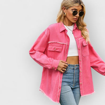 Pink Quilted Chest Pocket Shacket