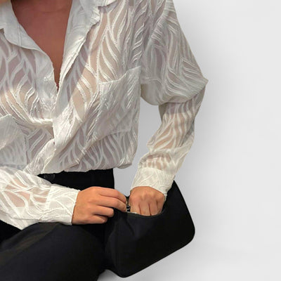 White Women Blouses Thin Lapel Elegant Long Sleeve Shirts