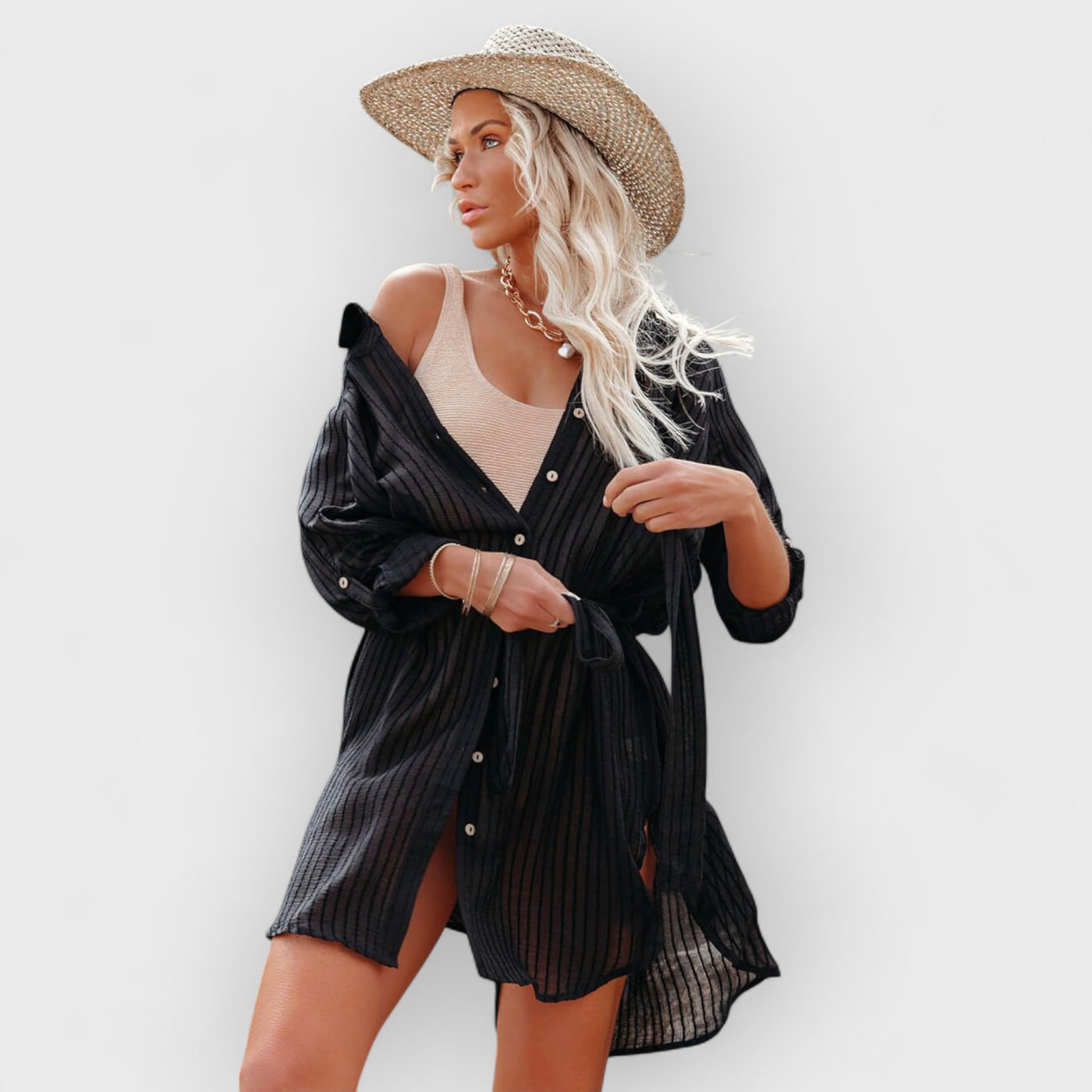 Striped Shirt Beach Cover Up Cutie Tunic