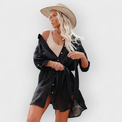 Striped Shirt Beach Cover Up Cutie Tunic