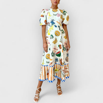 Fashion Graffiti Print Slim Fit Versatile Maxi Dress