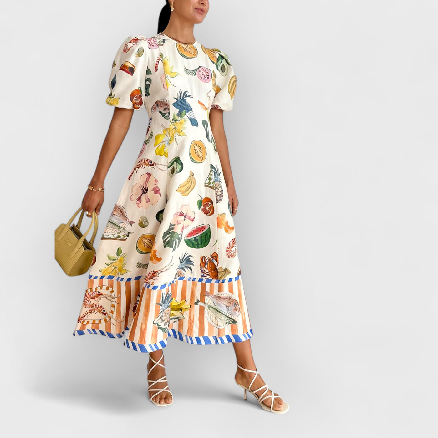 Fashion Graffiti Print Slim Fit Versatile Maxi Dress