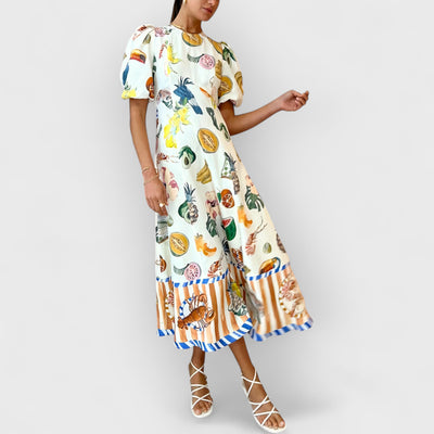 Fashion Graffiti Print Slim Fit Versatile Maxi Dress