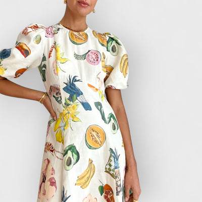 Fashion Graffiti Print Slim Fit Versatile Maxi Dress