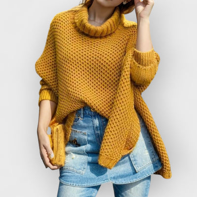 Turtleneck Solid Dolman Sleeve Sweater