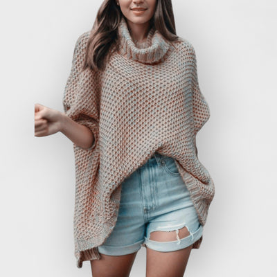 Turtleneck Solid Dolman Sleeve Sweater