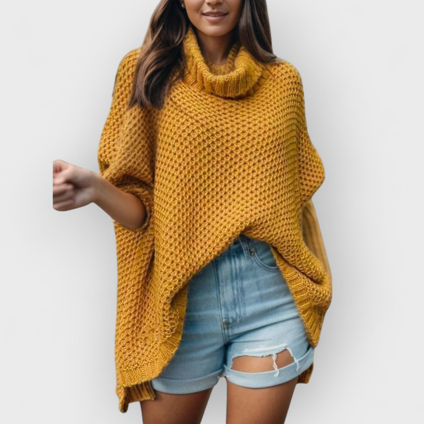 Turtleneck Solid Dolman Sleeve Sweater