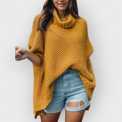 Turtleneck Solid Dolman Sleeve Sweater