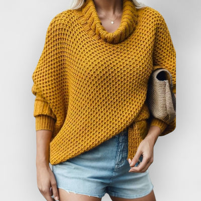Turtleneck Solid Dolman Sleeve Sweater
