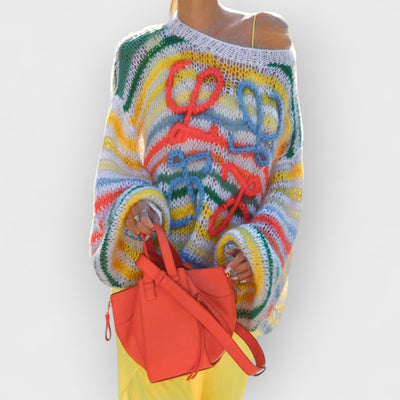 Rainbow Contrast Striped Sweater