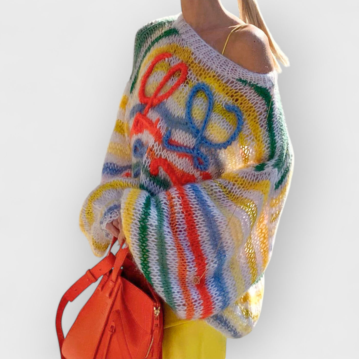 Rainbow Contrast Striped Sweater