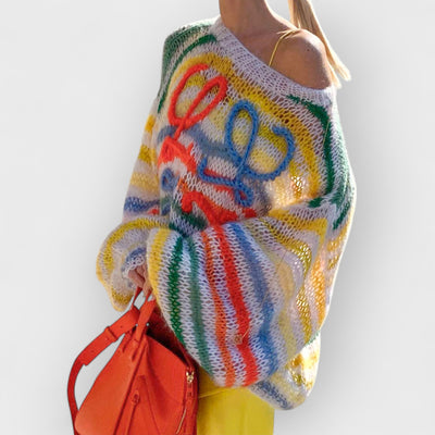 Rainbow Contrast Striped Sweater
