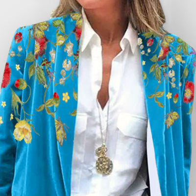 Folk Art Floral Embroidery Corduroy Blazer