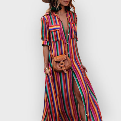 Casual Striped Printed Maxi Skirt