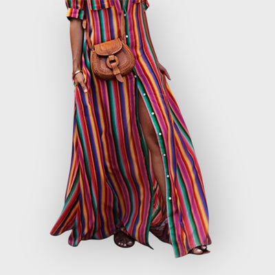 Casual Striped Printed Maxi Skirt