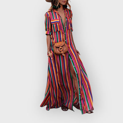 Casual Striped Printed Maxi Skirt