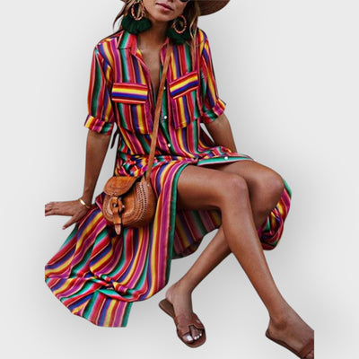 Casual Striped Printed Maxi Skirt
