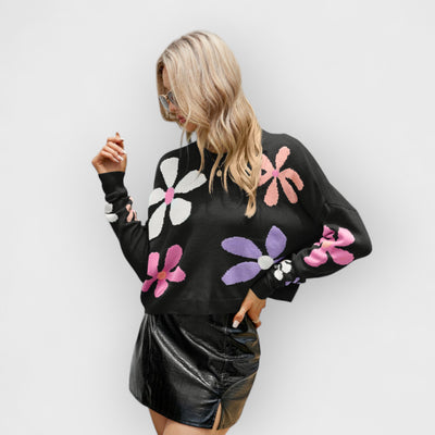 Sweet Floral Loose Crewneck Sweater