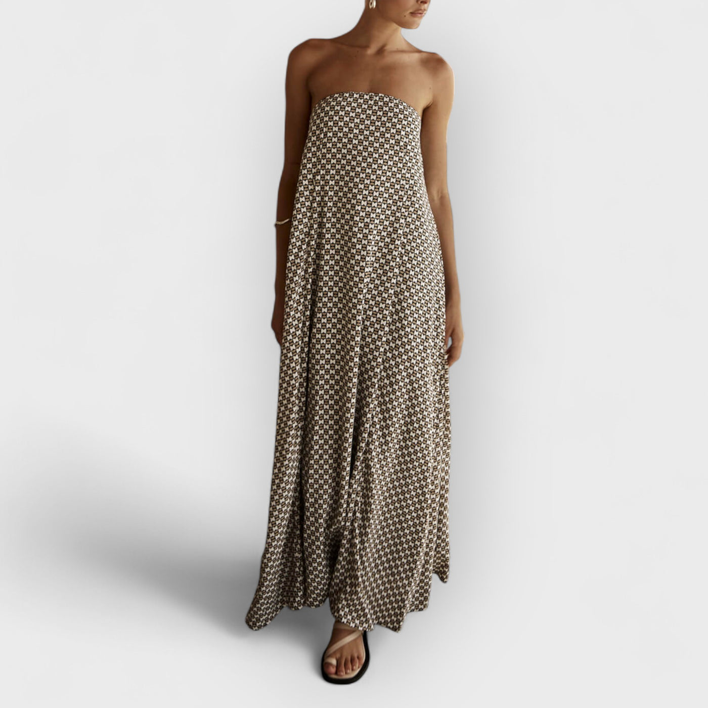 Diamond Print Bohemian Maxi Dress