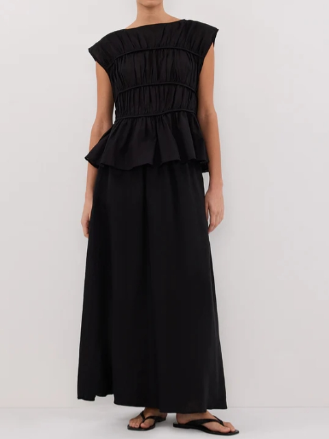 Edna Black Midi Skirt Set