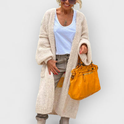 Casual Pocket Large Size Heart Pattern Knit Cardigan