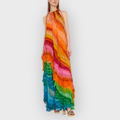 Iris Ruffle Gown in Multi
