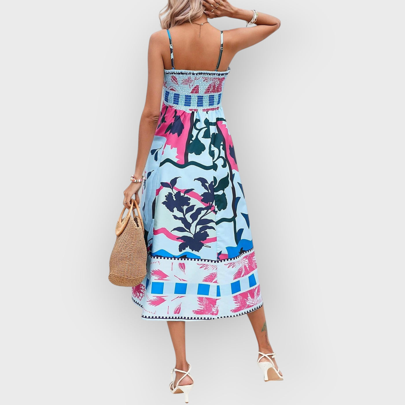 Patchwork Slip Maxi Dress: Abstract Colorful Printed