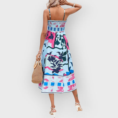 Patchwork Slip Maxi Dress: Abstract Colorful Printed