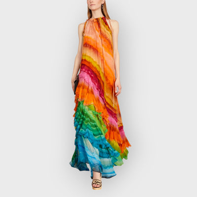 Iris Ruffle Gown in Multi