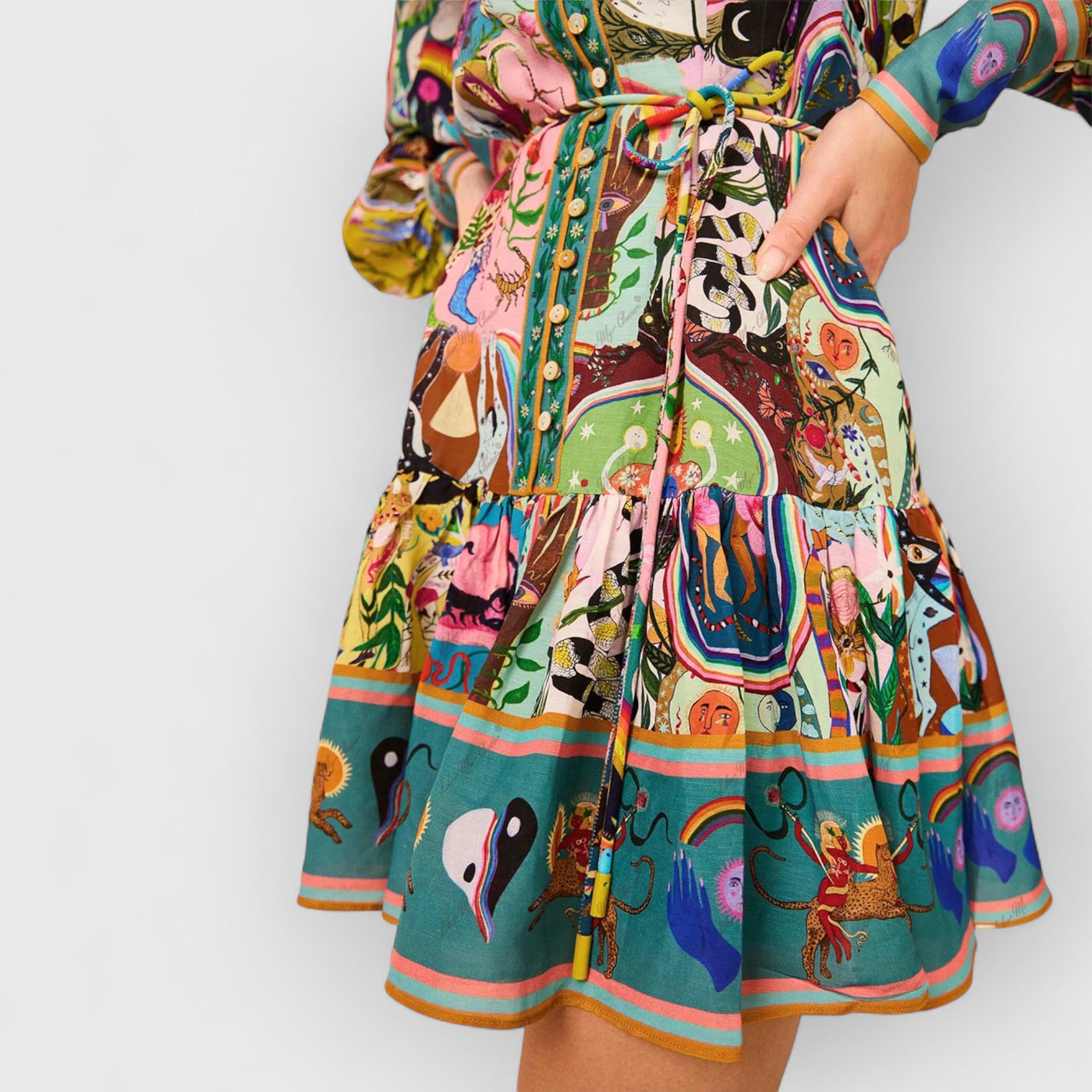 Casual Graffiti Evergreen Printing Mini Dress