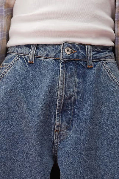 Washed Blue Oversized Balloon Jeans