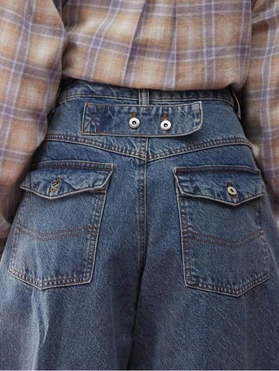 Washed Blue Oversized Balloon Jeans