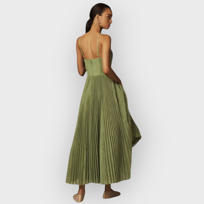 Bustier Pleated Tulle Fit & Flare Midi Dress