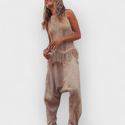 Thar Desert Sleeveless Tassel Knit Top