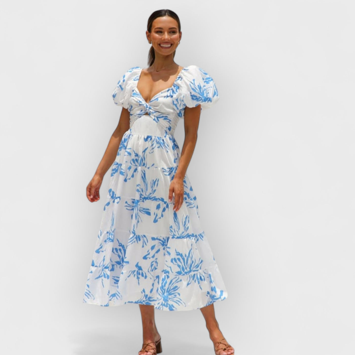 Blue floral maxi dress