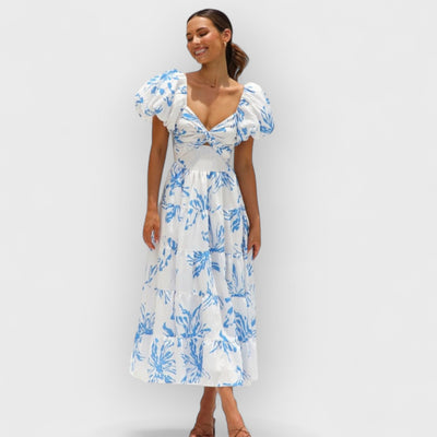 Blue floral maxi dress