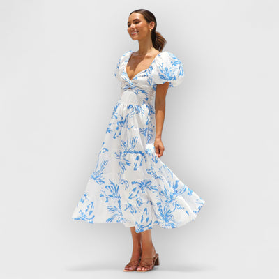 Blue floral maxi dress