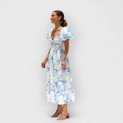 Blue floral maxi dress