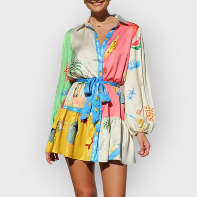 Multi-Coloured Print Mini Dress