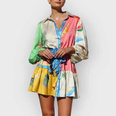 Multi-Coloured Print Mini Dress