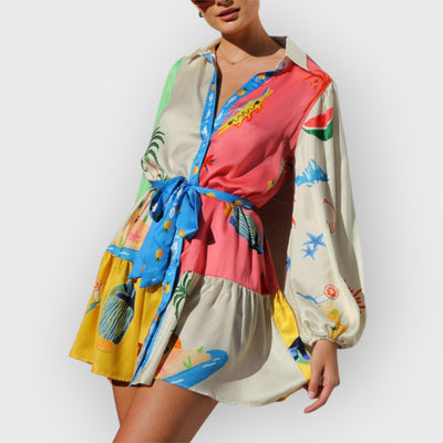 Multi-Coloured Print Mini Dress