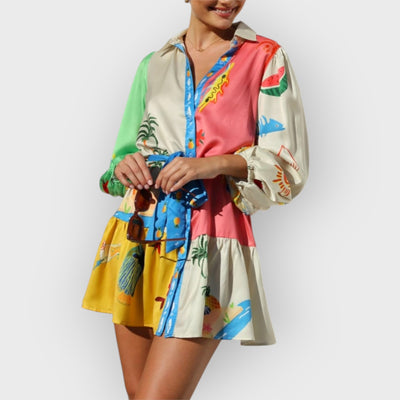 Multi-Coloured Print Mini Dress