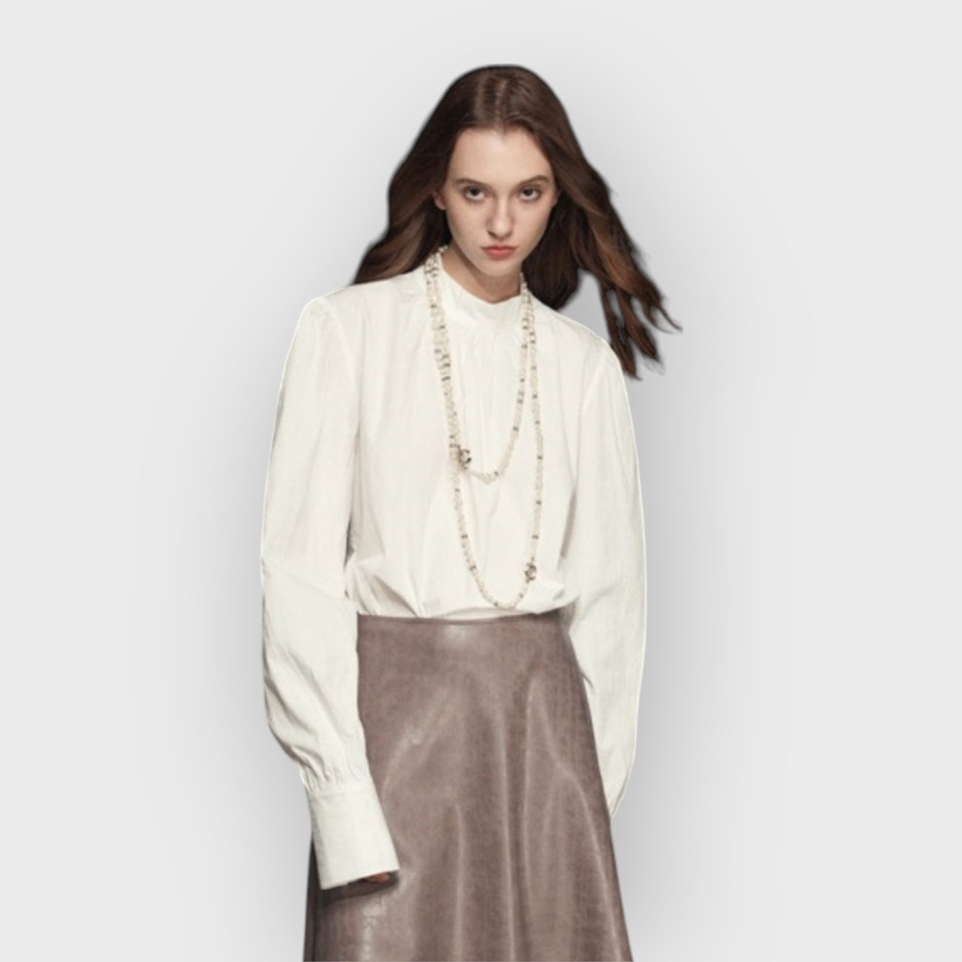 Mock Neck Puff Sleeve Blouse