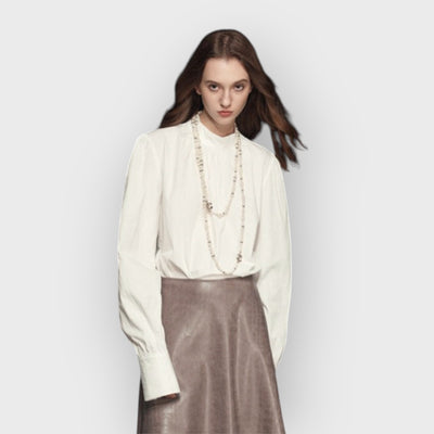 Mock Neck Puff Sleeve Blouse