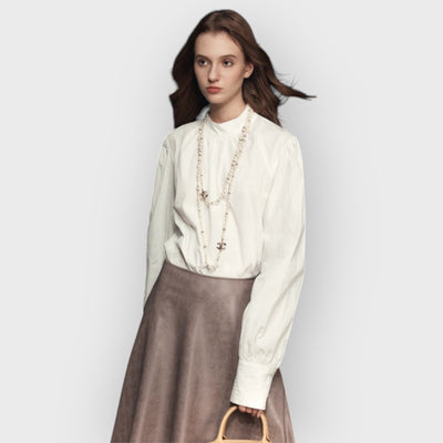Mock Neck Puff Sleeve Blouse