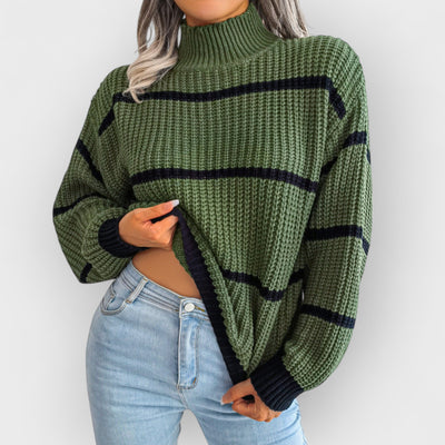 Striped Half-Turtleneck Sweater