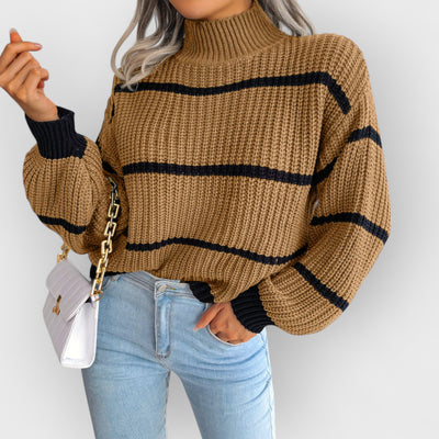 Striped Half-Turtleneck Sweater
