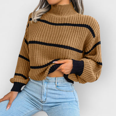 Striped Half-Turtleneck Sweater