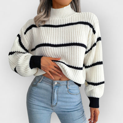 Striped Half-Turtleneck Sweater