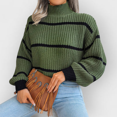 Striped Half-Turtleneck Sweater